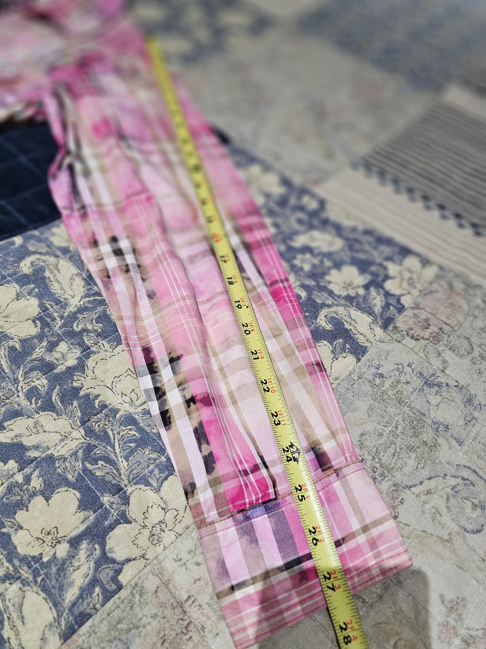 Women's Wester Cut Pink Plaid Pearl Snap-Front Shirt Dress With Crystal Accents - Picture 9 of 10
